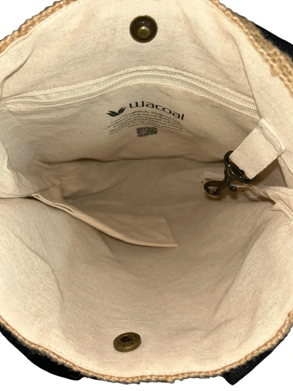 Wacoal Jute & Cotton Double Strap Tote With Matching Wristlet Pouch in Tan with